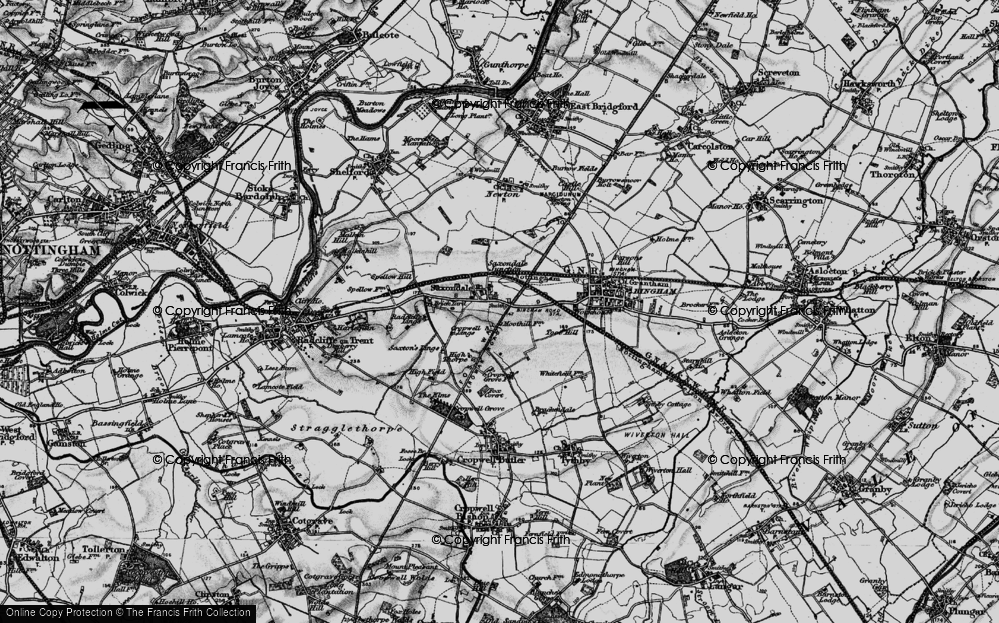 Old Map of Historic Map covering Toot Hill in 1899