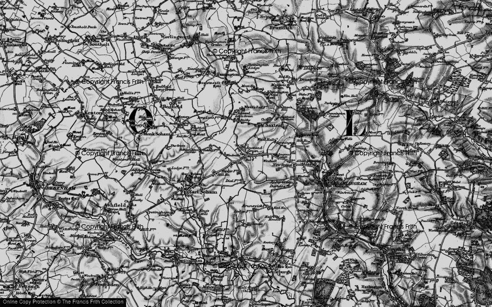 Old Map of Saxtead Green, 1898 in 1898