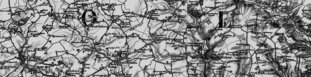 Old map of Saxtead Green in 1898