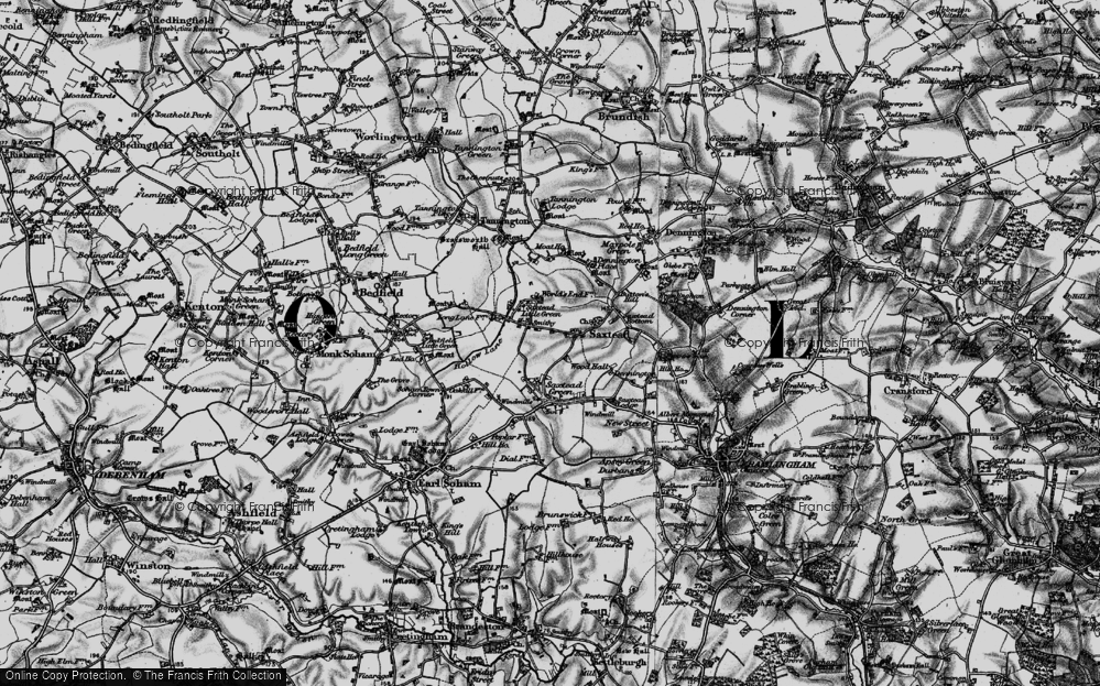 Old Map of Saxtead Little Green, 1898 in 1898