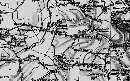 Old map of Saxtead Little Green in 1898