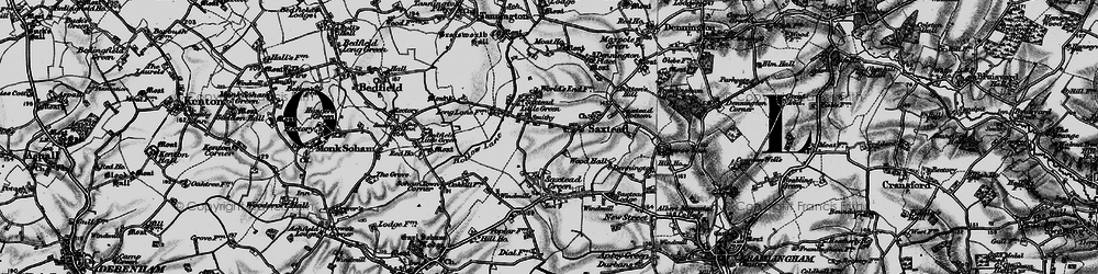Old map of Saxtead Little Green in 1898