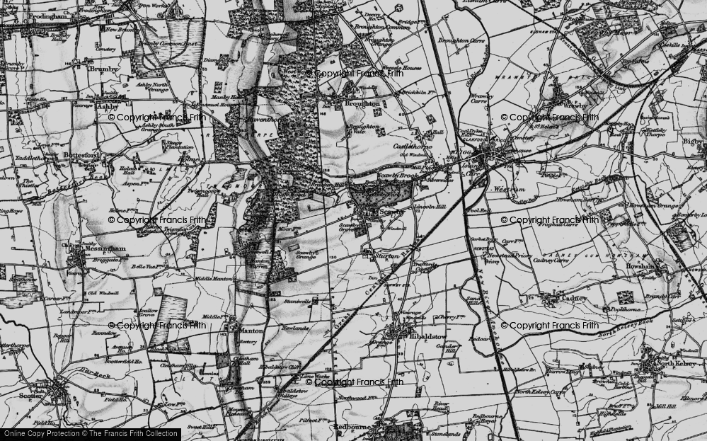 Old Map of Historic Map covering Bracken Hill in 1898