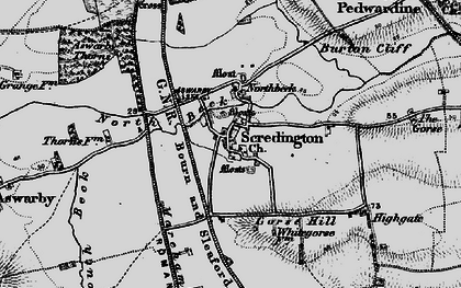Old map of Scredington in 1895