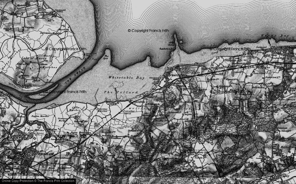 Old Map of Historic Map covering Whitstable Bay in 1895