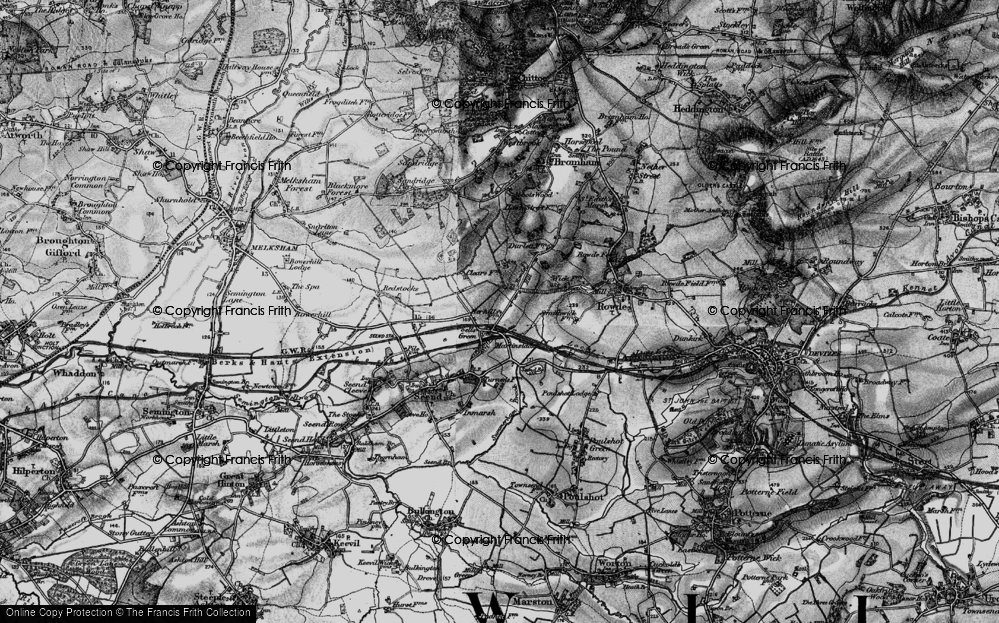 Old Map of Historic Map covering Rowde Hill Fm in 1898