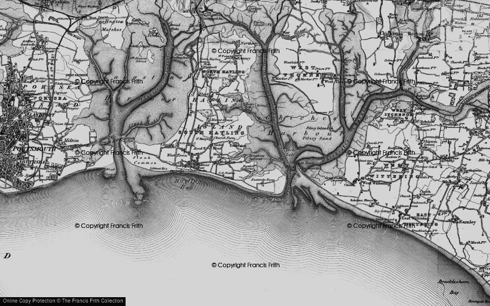 Old Map of Historic Map covering Chichester Harbour in 1895