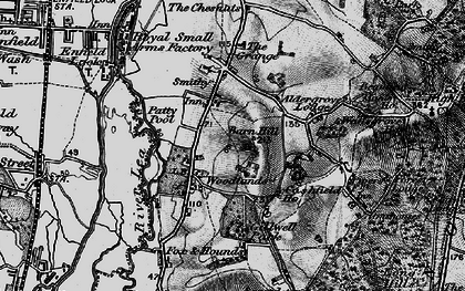 Old map of Sewardstone in 1896
