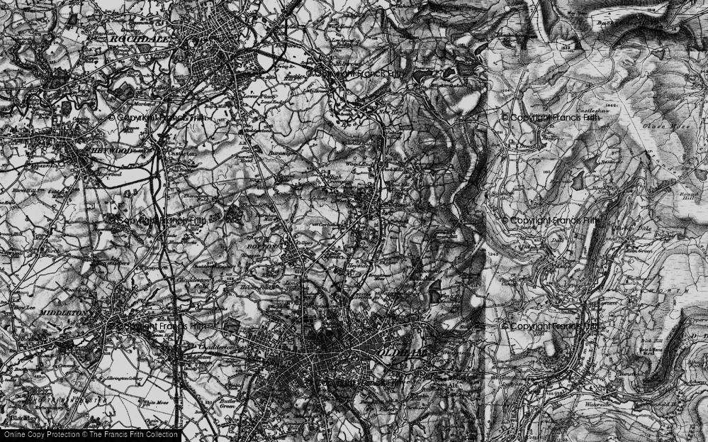 Old Map of Shaw Side, 1896 in 1896