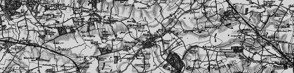 Old map of Shipdham in 1898