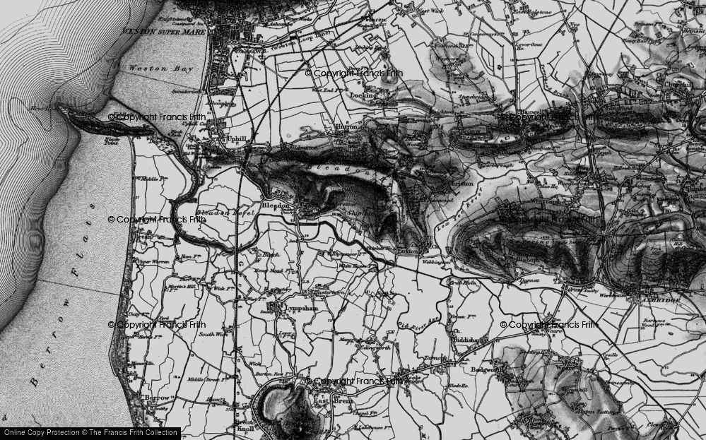 Old Map of Historic Map covering Bleadon Hill in 1898