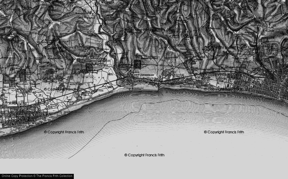 Old Map of Shoreham Beach, 1895 in 1895