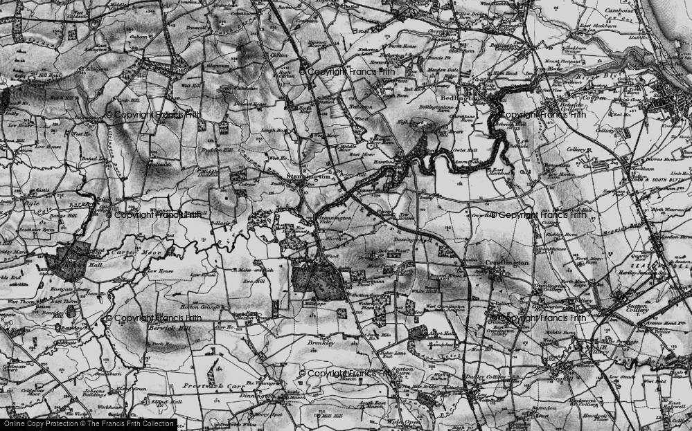 Old Map of Historic Map covering Blagdon Hall in 1897