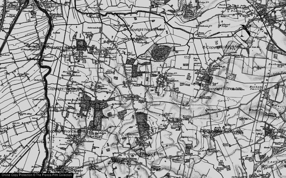 Old Map of Shouldham Thorpe, 1893 in 1893