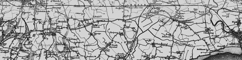 Old map of Shripney in 1895