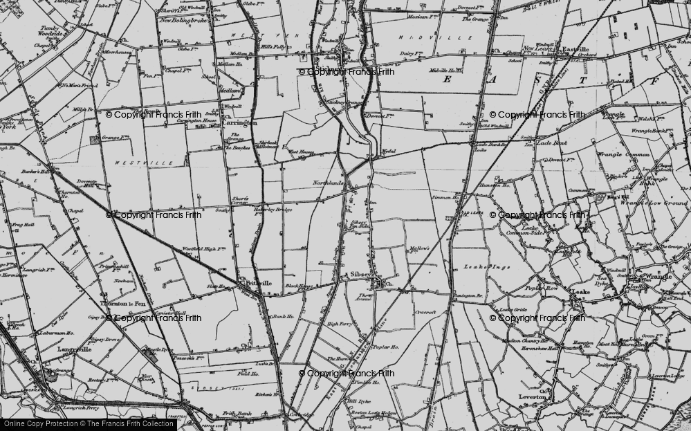 Old Map of Sibsey Fen Side, 1898 in 1898