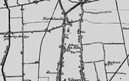 Old map of Sibsey Fen Side in 1898