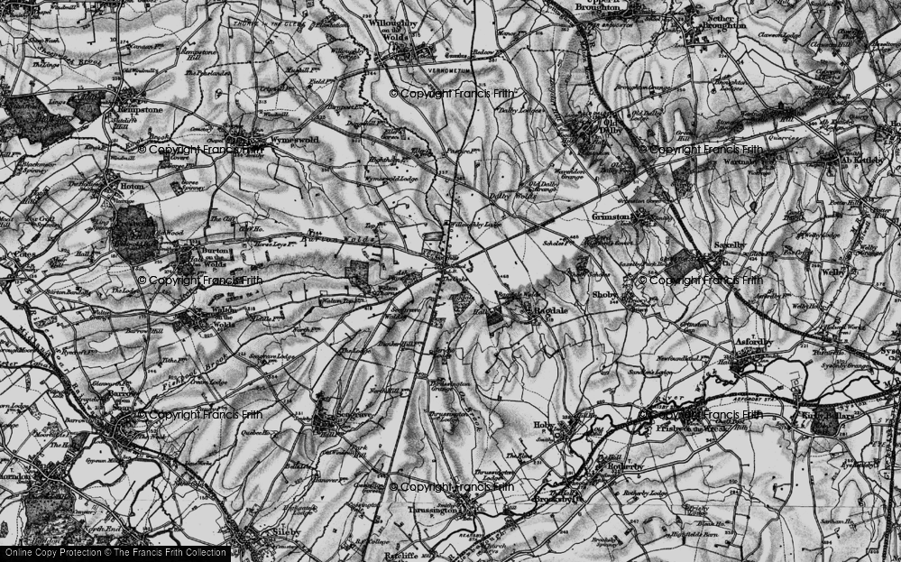 Old Map of Historic Map covering Burton Wolds in 1899