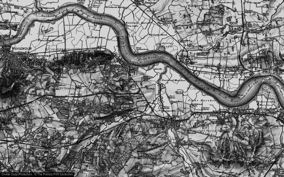 Old Map of Slade Green, 1896 in 1896