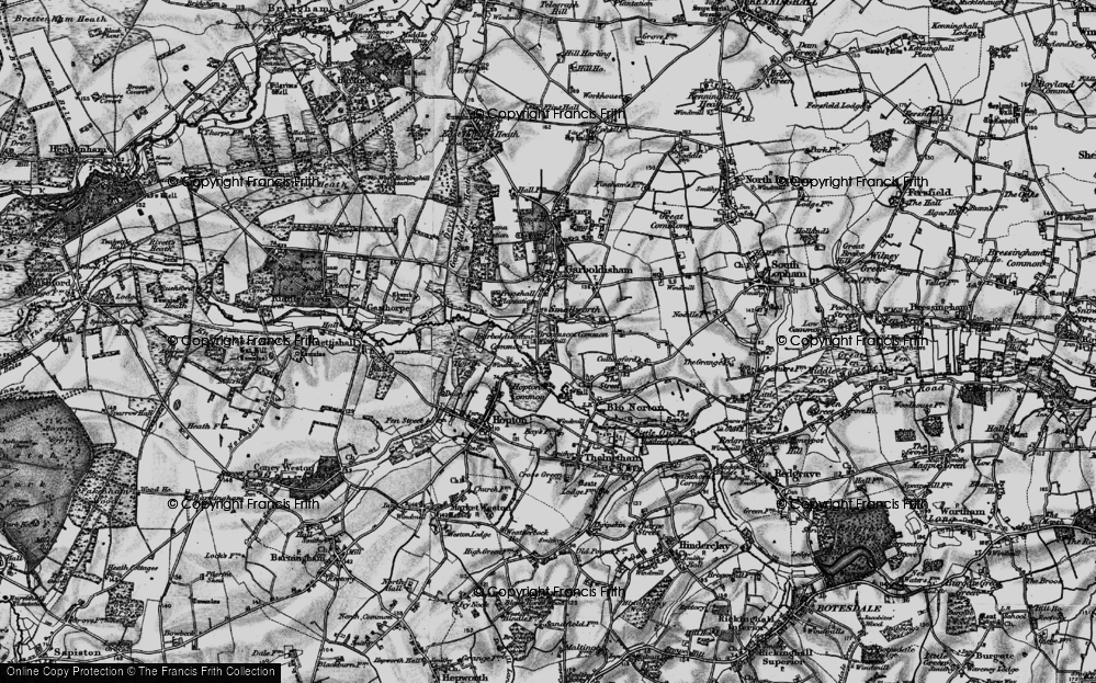 Old Map of Historic Map covering Broomscot Common in 1898