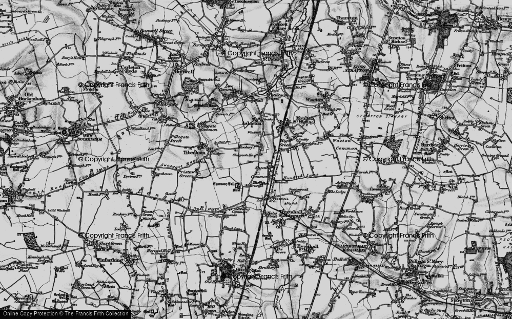 Old Map of Historic Map covering Tibenham Airfield in 1898