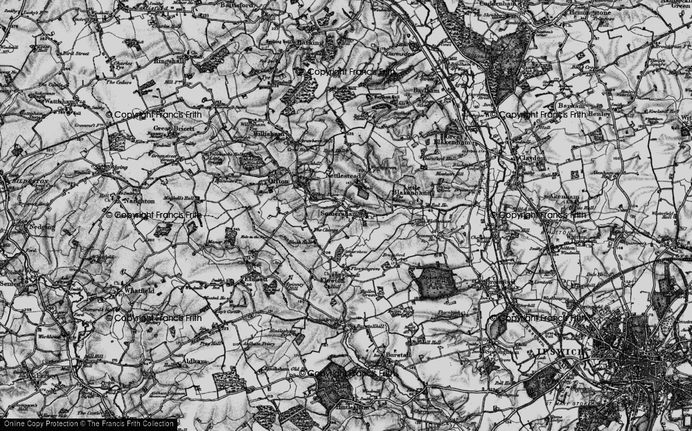 Old Map of Historic Map covering Bleak Hall in 1896