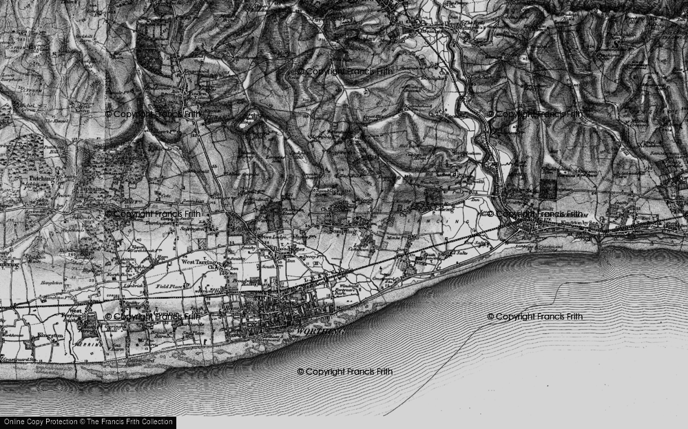 Old Map of Sompting Abbotts, 1895 in 1895