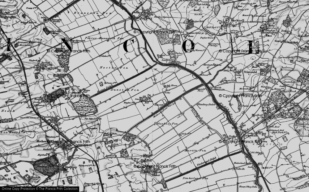 Old Map of Historic Map covering Blankney Fen in 1899