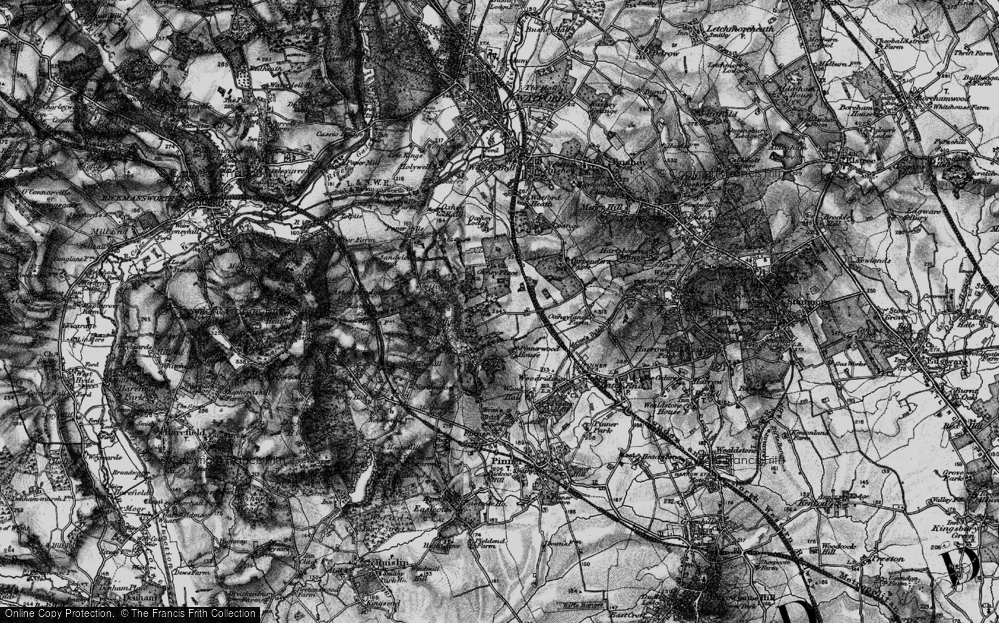 Old Map of Historic Map covering Oxhey Woods in 1896