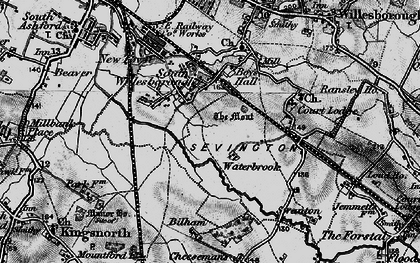 Old map of South Willesborough in 1895