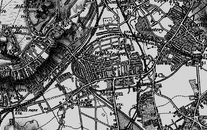 Old map of South Wimbledon in 1896