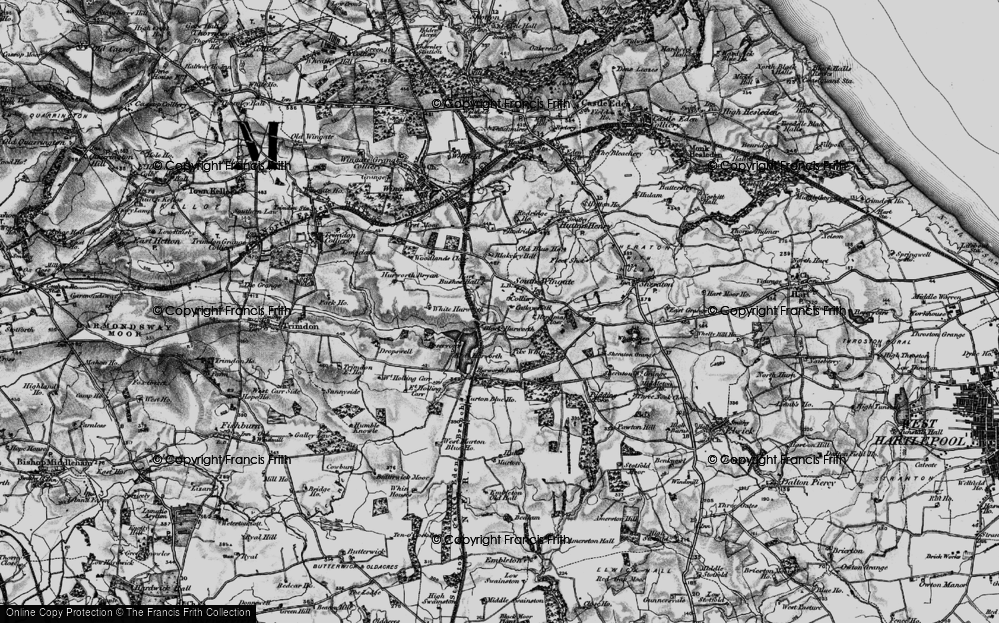 Old Map of Historic Map covering Blakeley Hill in 1898