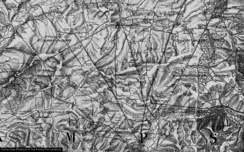 Old Map of Historic Map covering Worthy Down in 1895