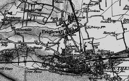 Old map of Southend-on-Sea in 1896