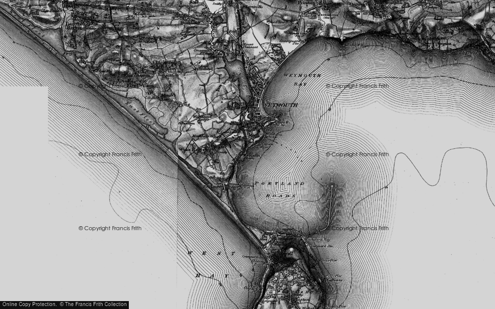 Old Map of Historic Map covering Portland Harbour in 1897