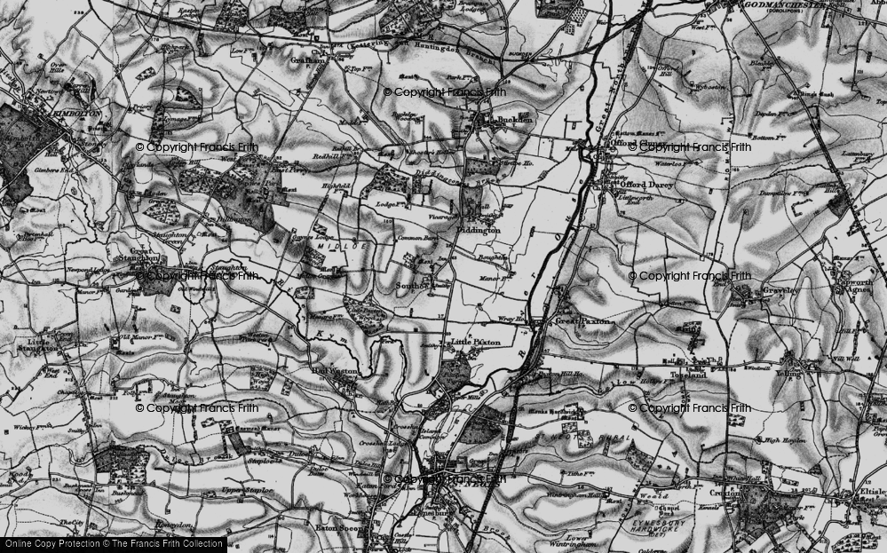 Old Map of Historic Map covering Boughton Village in 1898