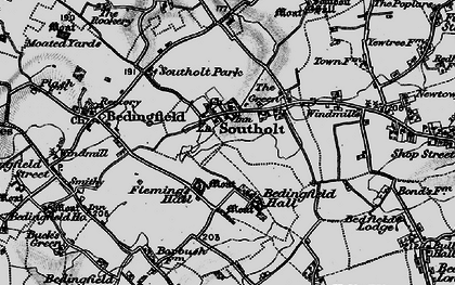 Old map of Bedingfield Hall in 1898