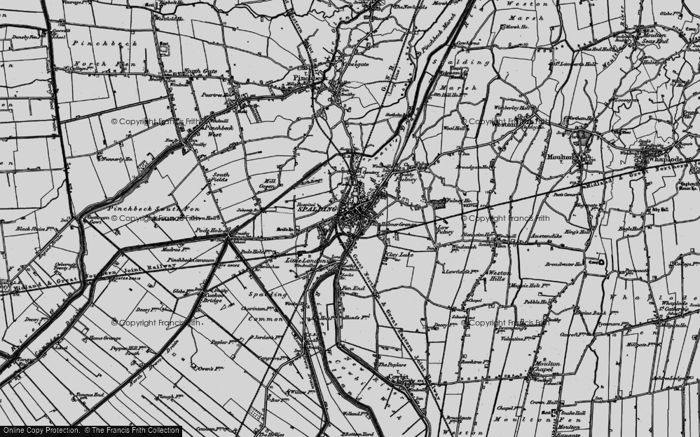 Old Map of Spalding, 1898 in 1898