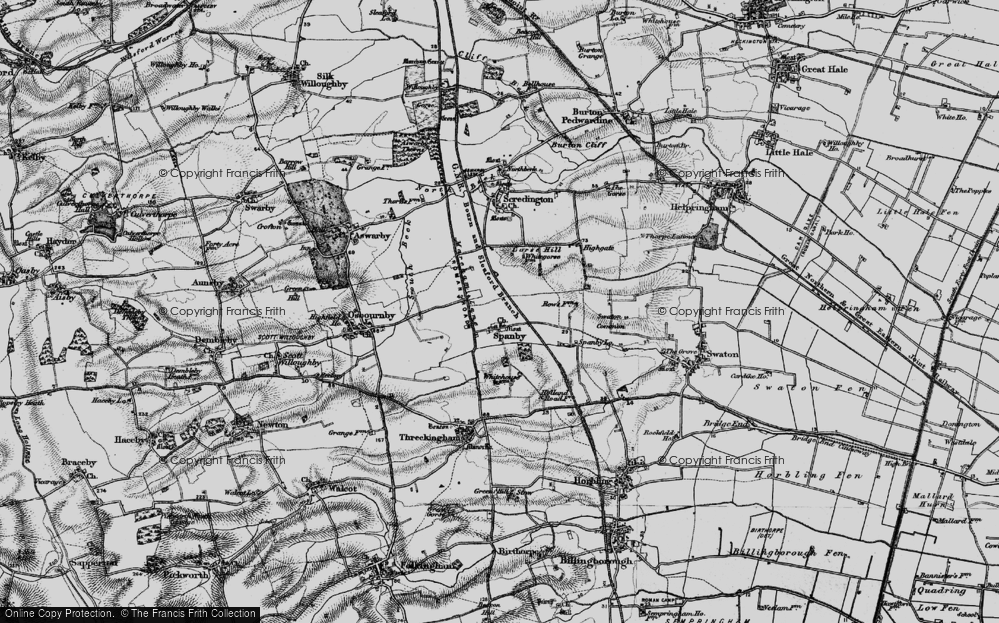 Old Map of Spanby, 1895 in 1895