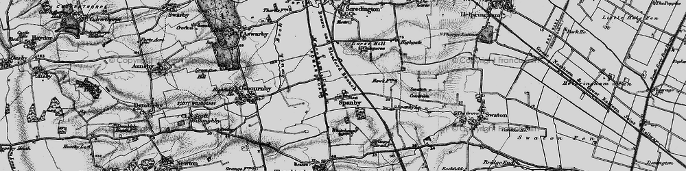 Old map of Spanby in 1895