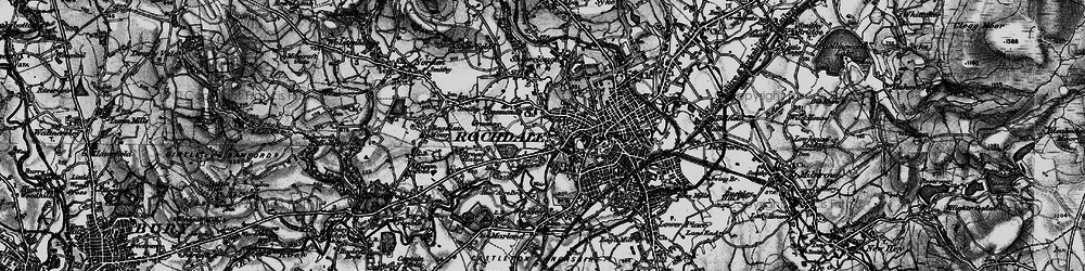 Old map of Spotland Bridge in 1896