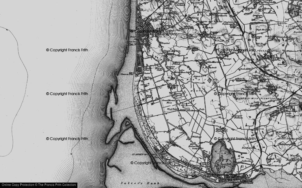 Old Map of Historic Map covering Blackpool Airport in 1896