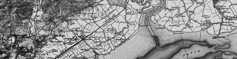 Old map of West Usk Lighthouse in 1898