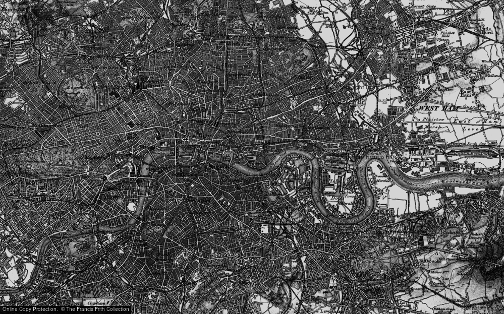 Old Map of St George in the East, 1896 in 1896