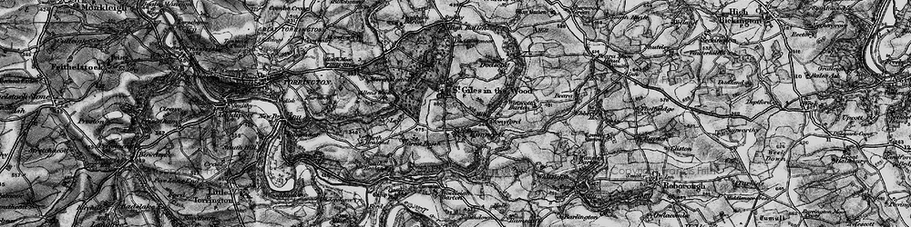 Old map of St Giles in the Wood in 1898