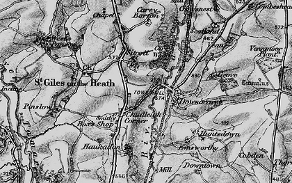 Old map of St Giles on the Heath in 1895