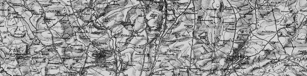 Old map of St Giles on the Heath in 1895