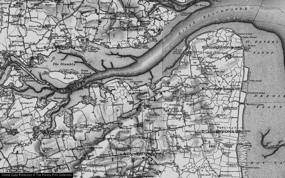 Old Map of Historic Map covering Bradwell Wick in 1895