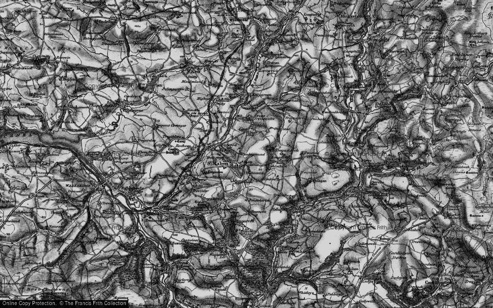 Old Map of Historic Map covering Trethevy in 1895