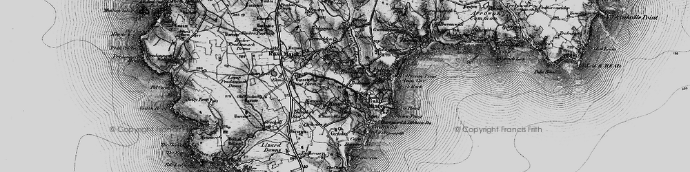 Old map of St Ruan in 1895
